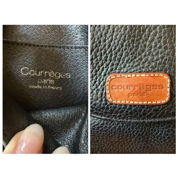 Vintage Courreges Paris Mini Crossbody Bag Black and Tan Leather - Picture 6 of 12